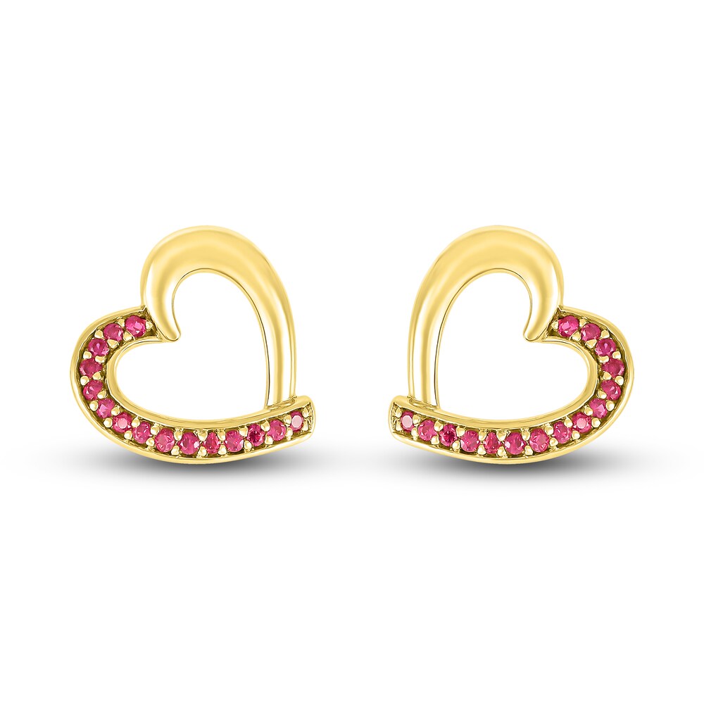 Lab-Created Ruby Heart Stud Earrings 10K Yellow Gold KXdwHEul Lab-Created Ruby Heart Stud Earrings 10K Yellow Gold KXdwHEul