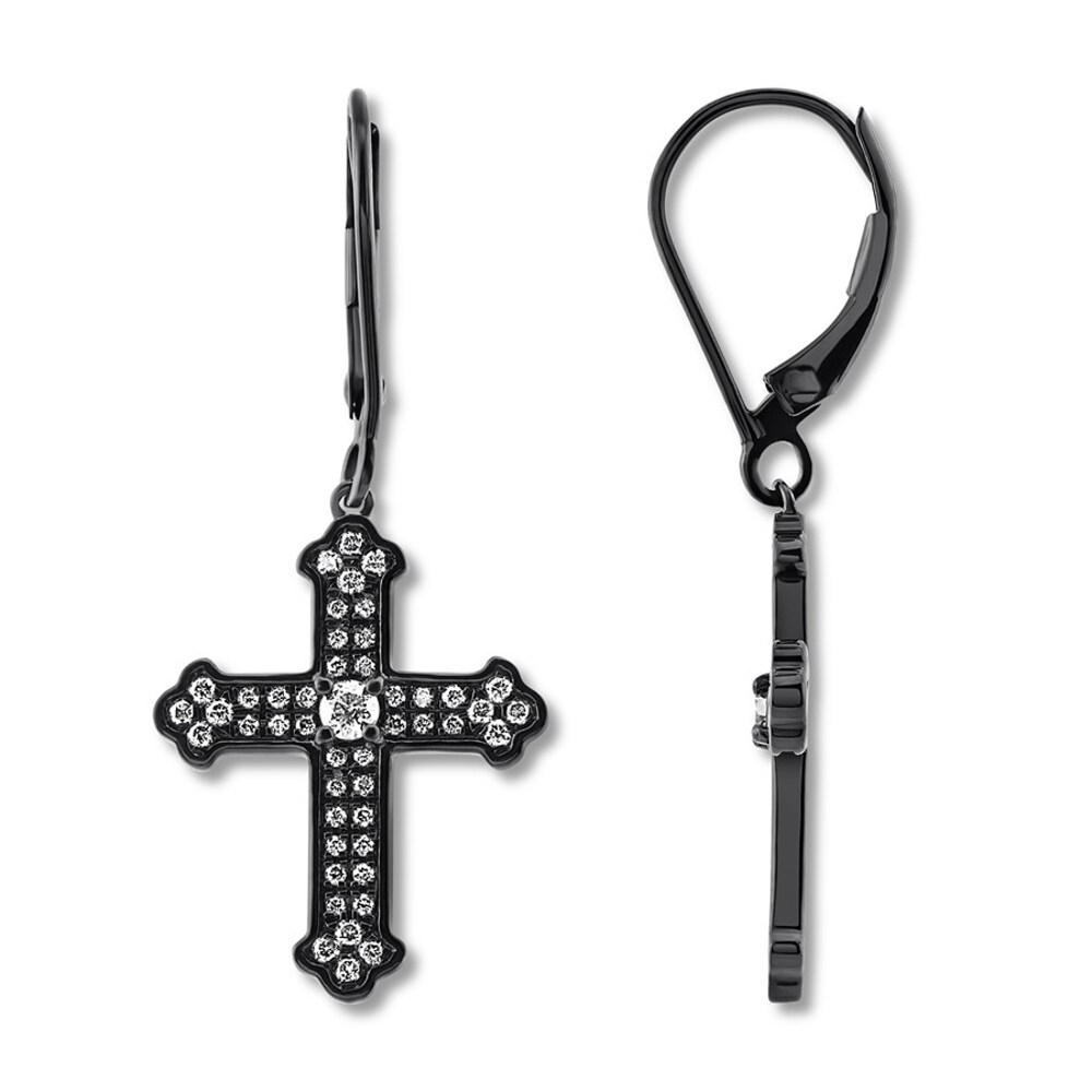 House of Virtruve Diamond Dangle Earrings 1/2 ct tw Round Black Ruthenium-Plated Sterling Silver KaTSBsS2 House of Virtruve Diamond Dangle Earrings 1/2 ct tw Round Black Ruthenium-Plated Sterling Silver KaTSBsS2