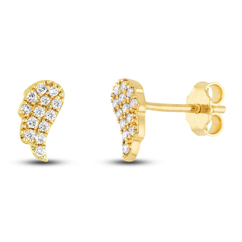 Diamond Wing Stud Earrings 1/10 ct tw Round 14K Yellow Gold KhfcVnl5 Diamond Wing Stud Earrings 1/10 ct tw Round 14K Yellow Gold KhfcVnl5
