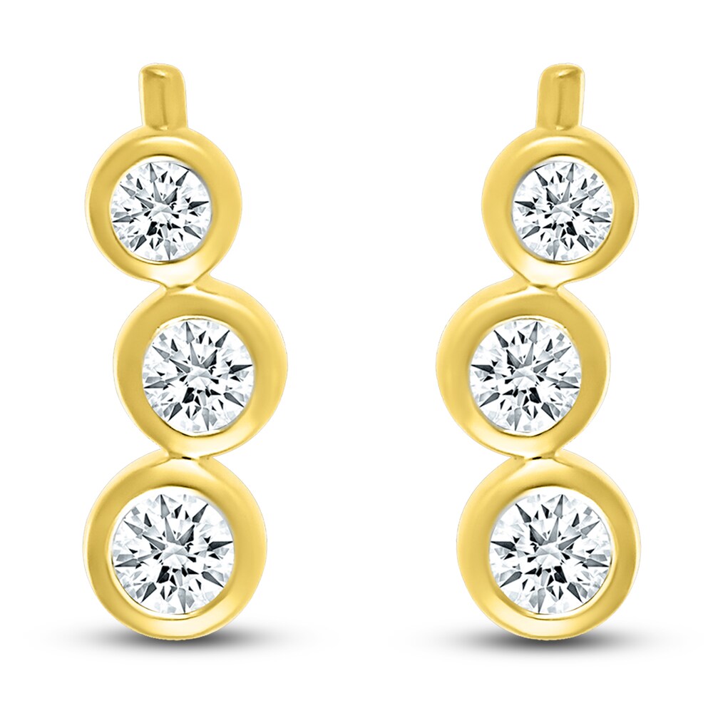 Diamond Climber Earrings 1/4 ct tw Round 10K Yellow Gold L0r78LpK