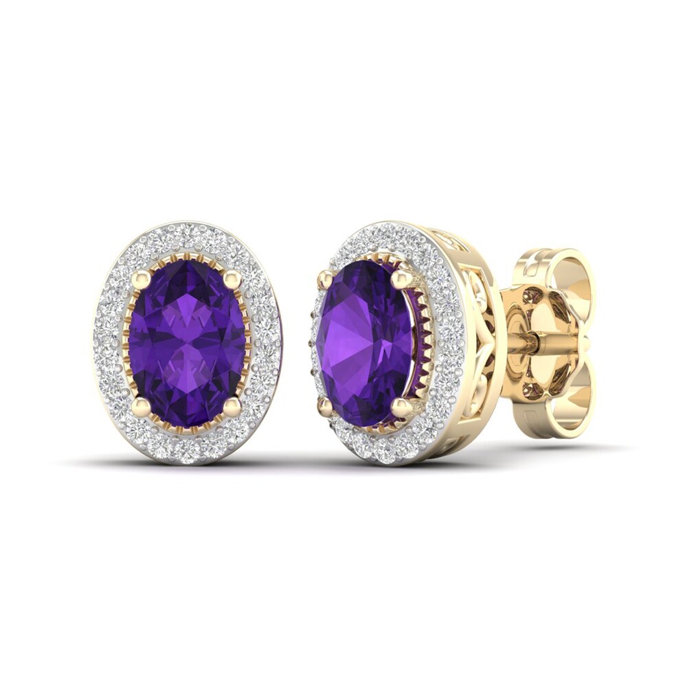 Natural Amethyst & Lab-Created White Sapphire Stud Earrings 10K Yellow Gold L2DWluoy Natural Amethyst & Lab-Created White Sapphire Stud Earrings 10K Yellow Gold L2DWluoy