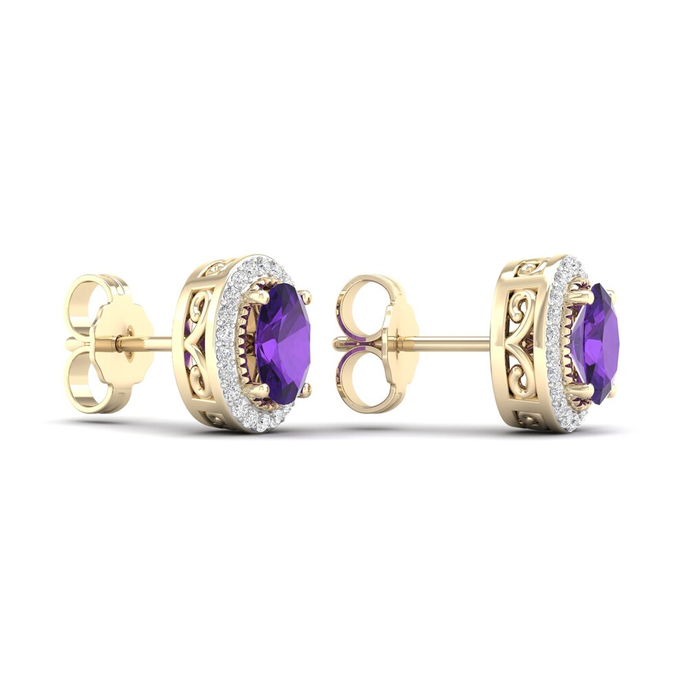 Natural Amethyst & Lab-Created White Sapphire Stud Earrings 10K Yellow Gold L2DWluoy Natural Amethyst & Lab-Created White Sapphire Stud Earrings 10K Yellow Gold L2DWluoy