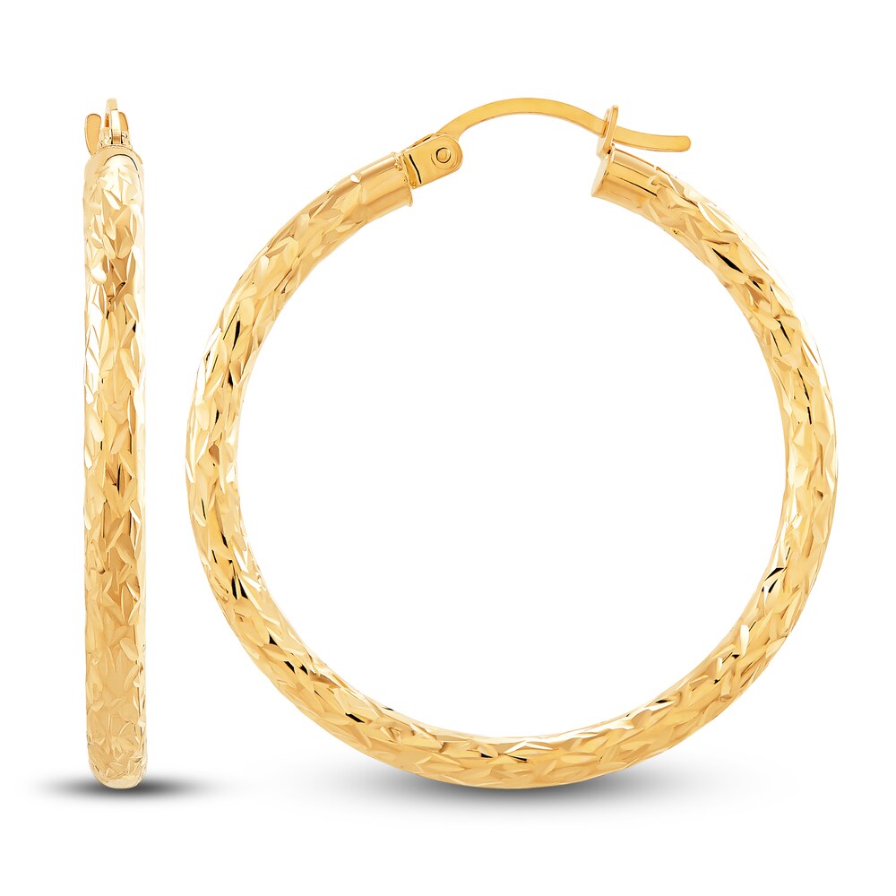 Diamond-Cut Round Tube Hoop Earrings 14K Yellow Gold L8aQ71Ii Diamond-Cut Round Tube Hoop Earrings 14K Yellow Gold L8aQ71Ii