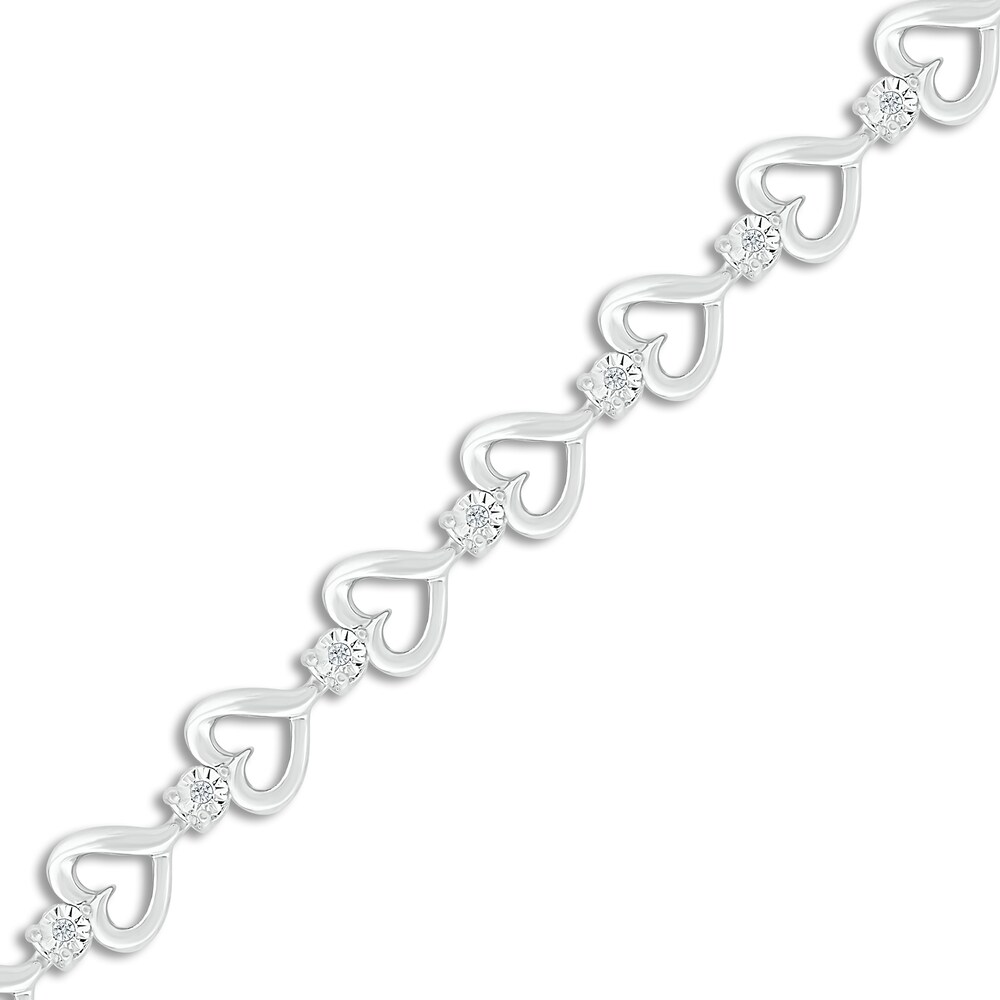Diamond Heart Bracelet 1/10 ct tw Round Sterling Silver L9SpiBLs