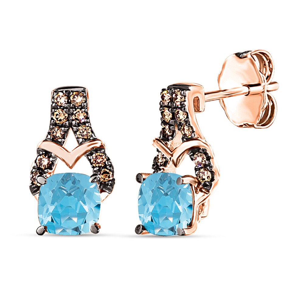 Le Vian Natural Blue Topaz Earrings 1/8 ct tw Diamonds 14K Strawberry Gold LC54QXpg Le Vian Natural Blue Topaz Earrings 1/8 ct tw Diamonds 14K Strawberry Gold LC54QXpg