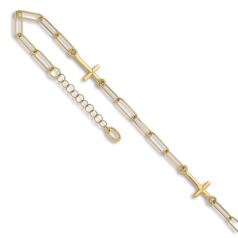 High-Polish Cross Link Anklet 14K Yellow Gold 9" LHmTpdt0 High-Polish Cross Link Anklet 14K Yellow Gold 9" LHmTpdt0