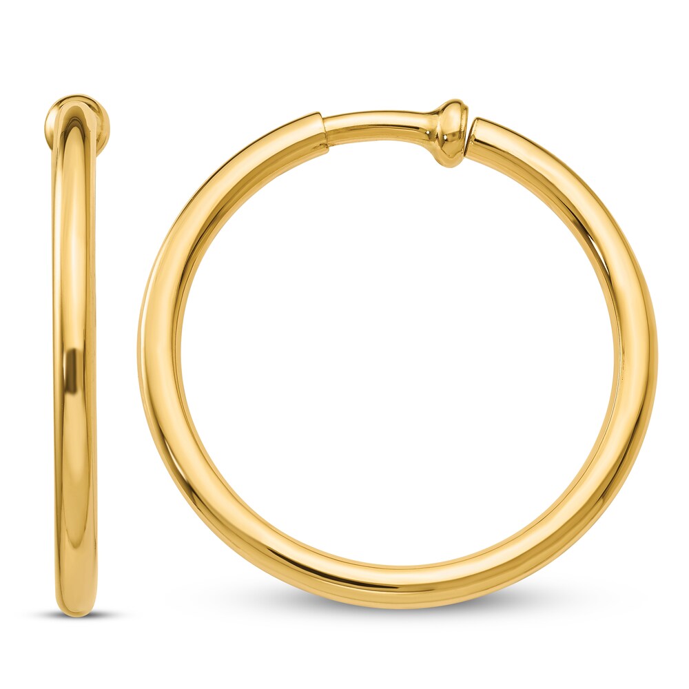 Non-Pierced Hoops Earrings 14K Yellow Gold LLk4K9Hf Non-Pierced Hoops Earrings 14K Yellow Gold LLk4K9Hf
