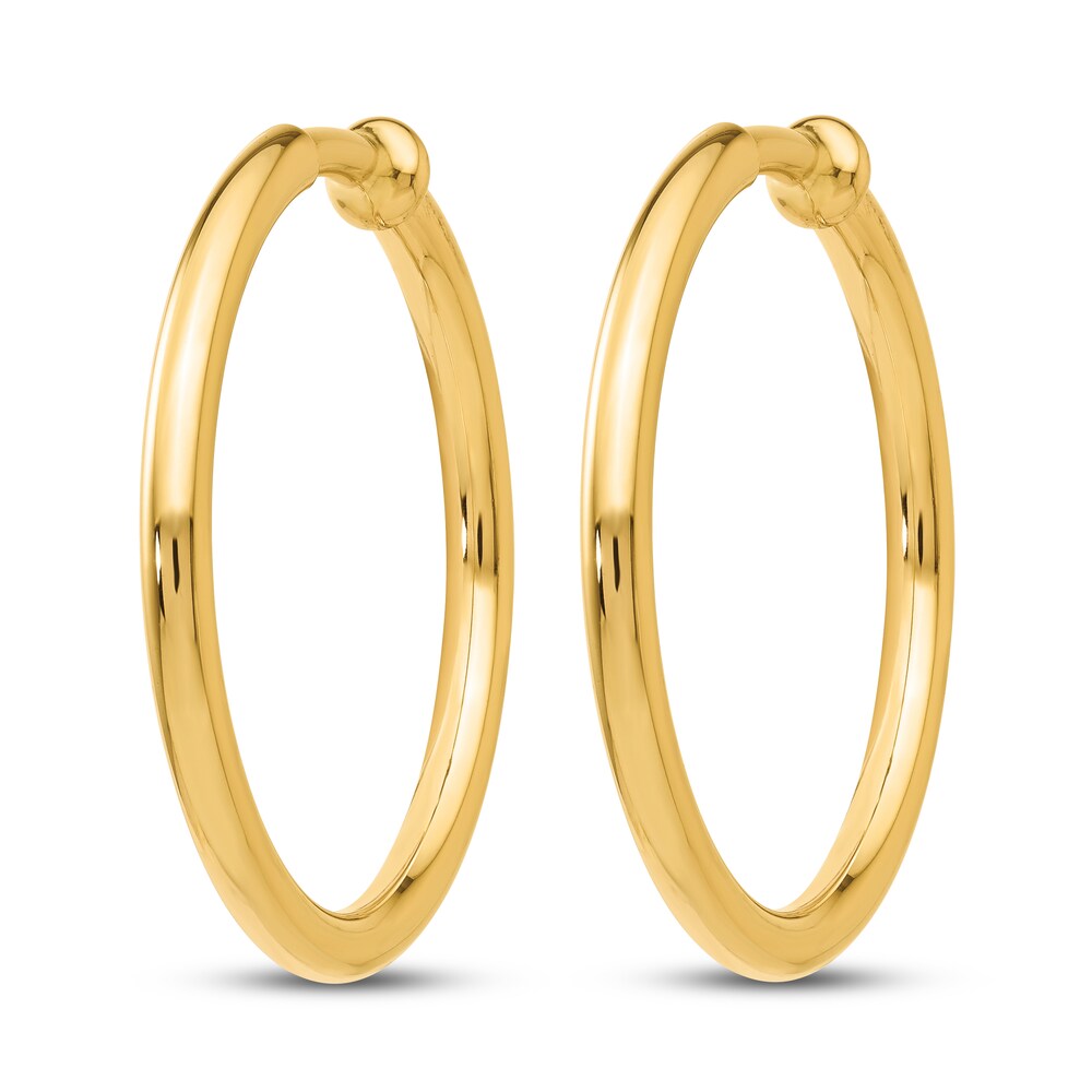 Non-Pierced Hoops Earrings 14K Yellow Gold LLk4K9Hf Non-Pierced Hoops Earrings 14K Yellow Gold LLk4K9Hf