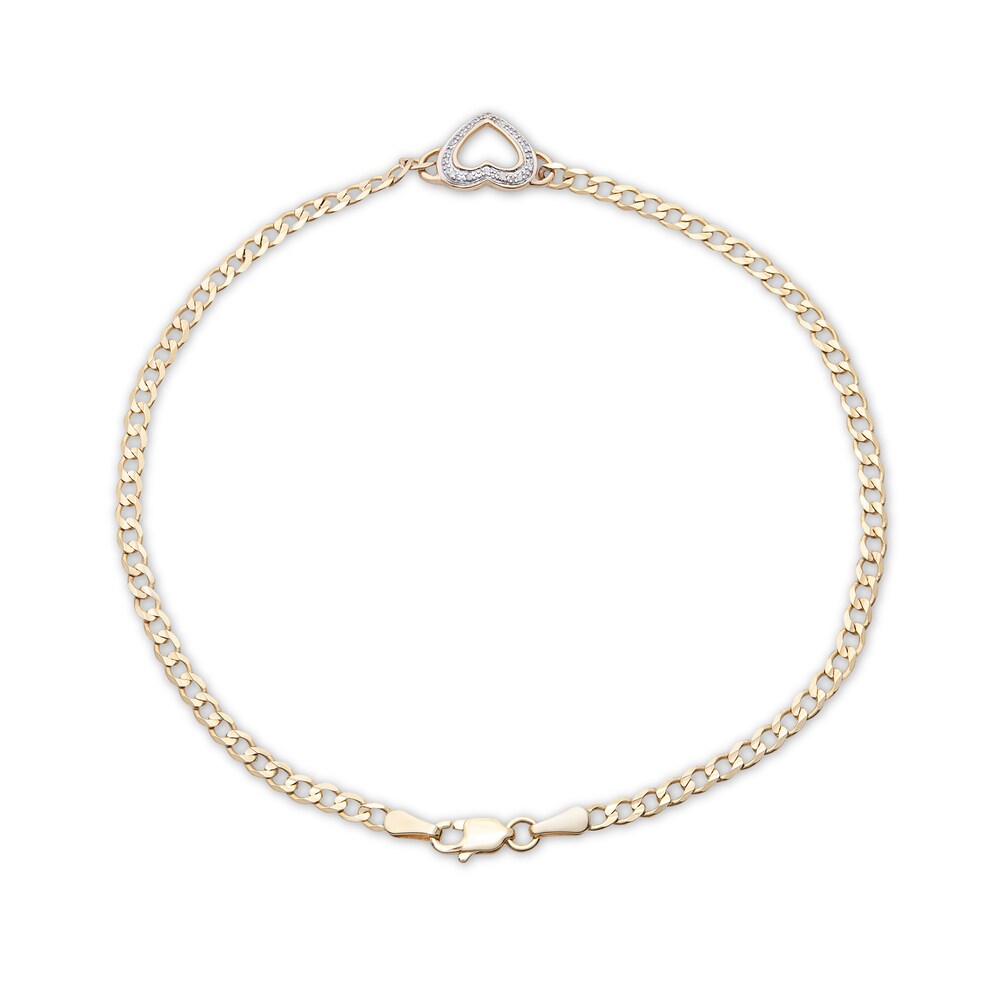Heart Anklet 1/20 ct tw Diamonds 10K Yellow Gold LPTldqHR Heart Anklet 1/20 ct tw Diamonds 10K Yellow Gold LPTldqHR