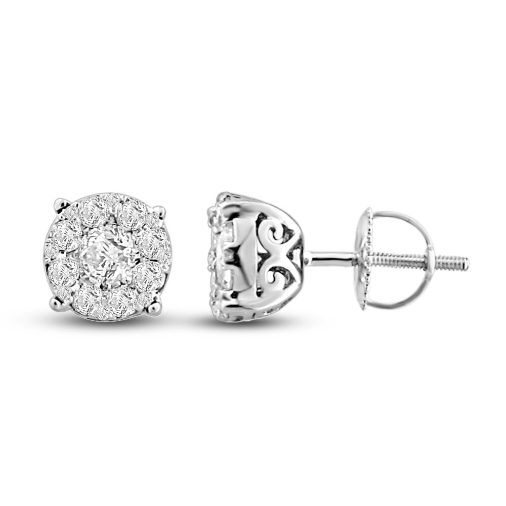 Diamond Earrings 1/2 ct tw Round 14K White Gold LS47j8j5 Diamond Earrings 1/2 ct tw Round 14K White Gold LS47j8j5