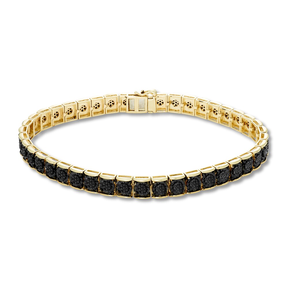 Men's Black Diamond Tennis Bracelet 1-1/3 ct tw Round 10K Yellow Gold LSBUtdYK Men's Black Diamond Tennis Bracelet 1-1/3 ct tw Round 10K Yellow Gold LSBUtdYK