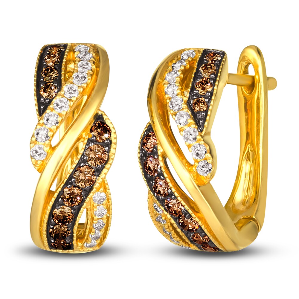 Le Vian Diamond Twisted Hoop Earrings 1/2 ct tw Round 14K Honey Gold LVAMC9xK Le Vian Diamond Twisted Hoop Earrings 1/2 ct tw Round 14K Honey Gold LVAMC9xK