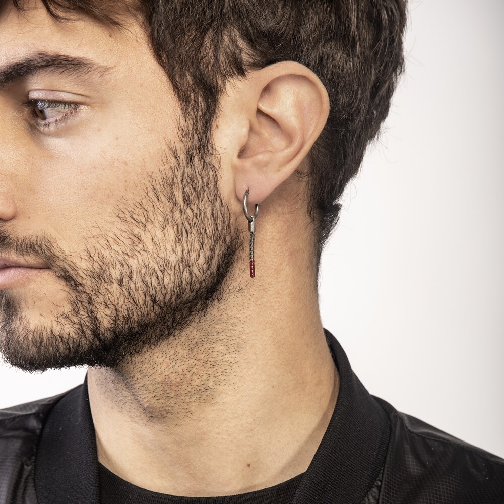 Marco Dal Maso Men\'s Short Mono Earring Red Enamel Sterling Silver LVtRuw9u Marco Dal Maso Men\'s Short Mono Earring Red Enamel Sterling Silver LVtRuw9u