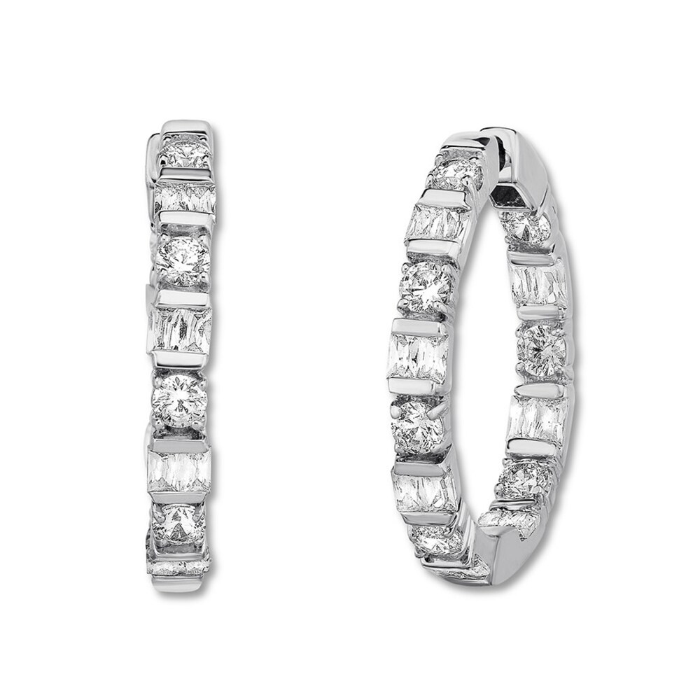 Diamond Hoop Earrings 1-3/4 ct tw Round-cut 14K White Gold LW1wsatE Diamond Hoop Earrings 1-3/4 ct tw Round-cut 14K White Gold LW1wsatE