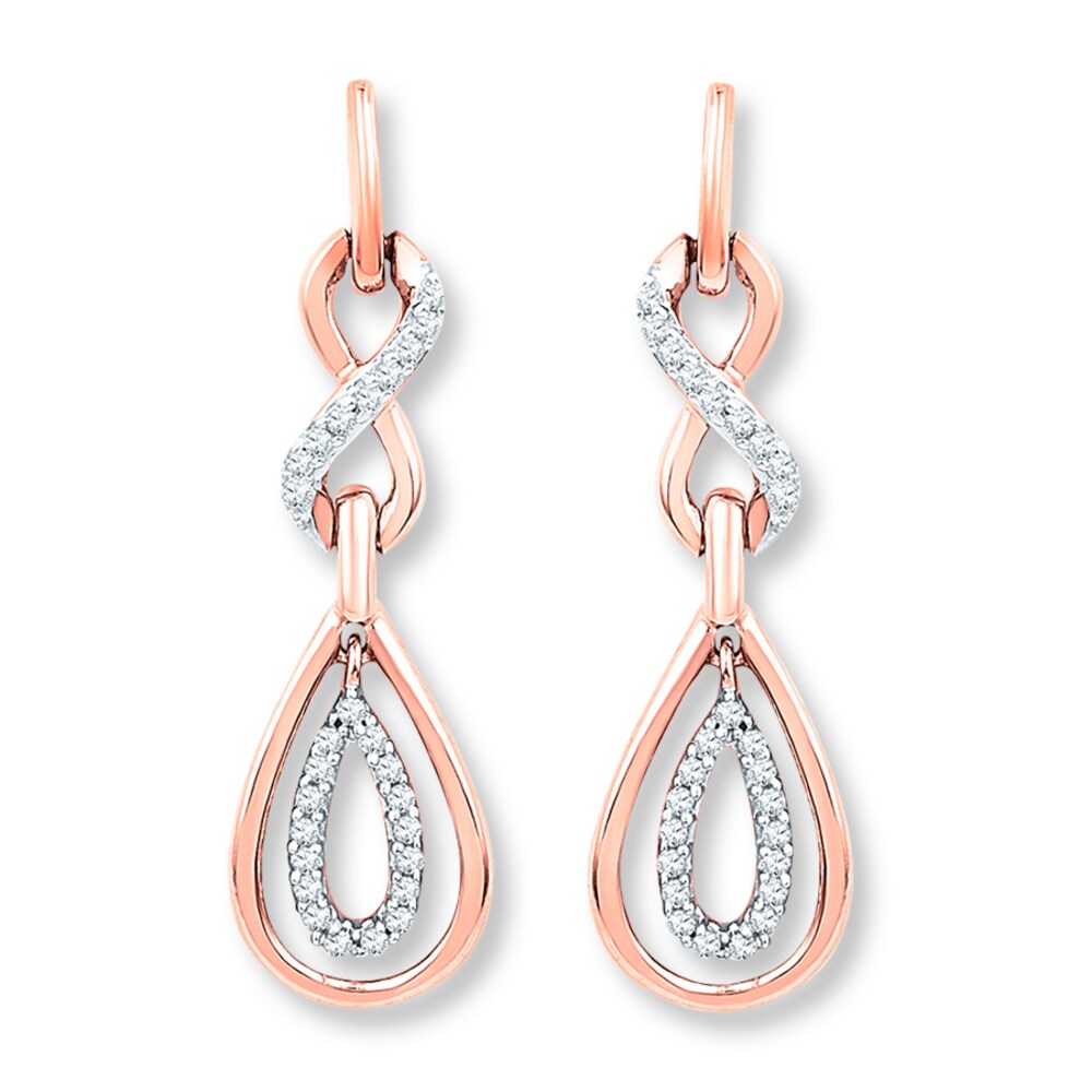 Diamond Infinity Earrings 1/6 ct tw Round-cut 10K Rose Gold LXCarQks Diamond Infinity Earrings 1/6 ct tw Round-cut 10K Rose Gold LXCarQks