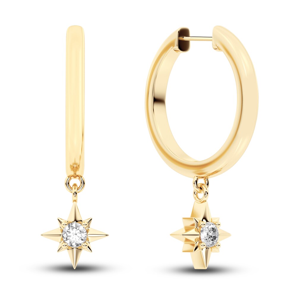 Juliette Maison Natural White Sapphire Starburst Hoops 10K Yellow Gold Lb0G4c68