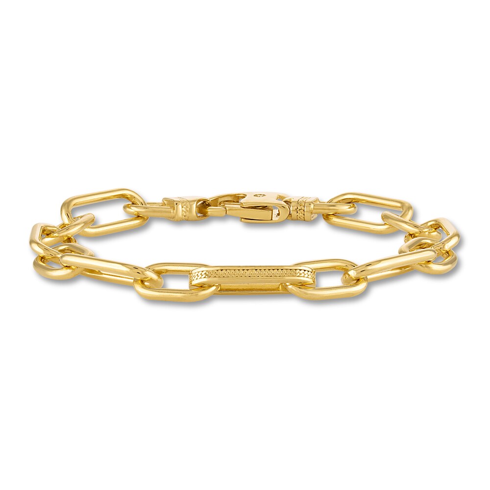 Men's Paperclip Bracelet Sterling Silver/14K Yellow Gold-Plated 8.47" LbmXJzf1 Men's Paperclip Bracelet Sterling Silver/14K Yellow Gold-Plated 8.47" LbmXJzf1