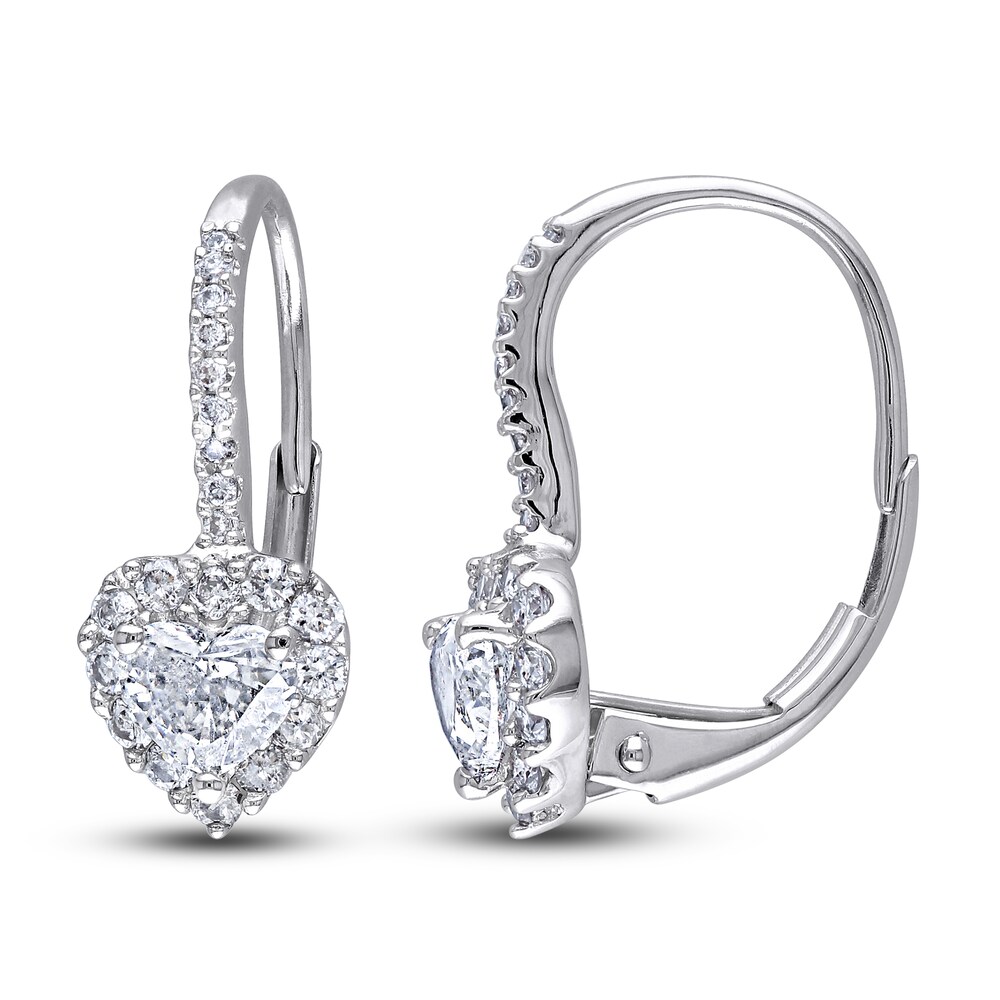 Diamond Heart Earrings 1 ct tw Heart/Round 14K White Gold LdSrtoeX Diamond Heart Earrings 1 ct tw Heart/Round 14K White Gold LdSrtoeX