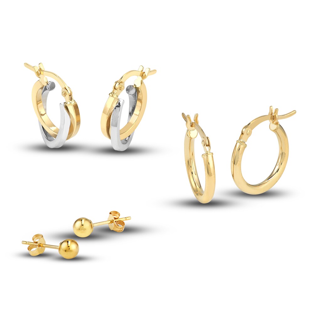 Ball and Hoop Earring Set 14K Yellow Gold LeY2uT4E Ball and Hoop Earring Set 14K Yellow Gold LeY2uT4E