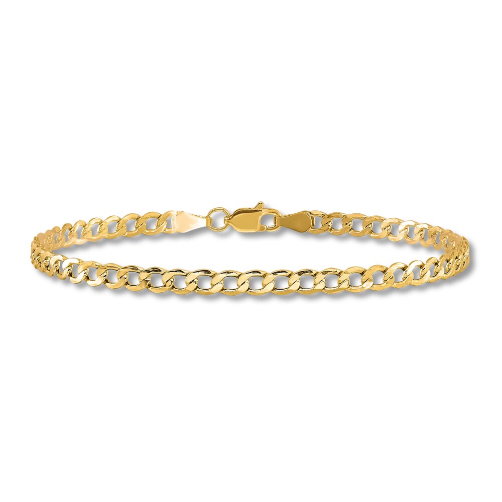 Curb Chain Anklet 14K Yellow Gold 9" LfAU52j0 Curb Chain Anklet 14K Yellow Gold 9" LfAU52j0