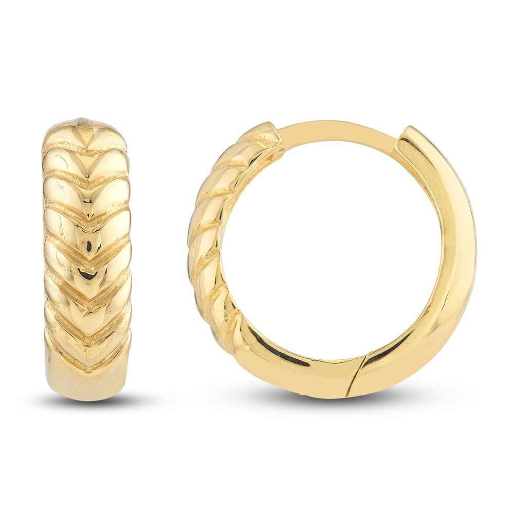 Chevron Huggie Earrings 14K Yellow Gold LgXCen62 Chevron Huggie Earrings 14K Yellow Gold LgXCen62