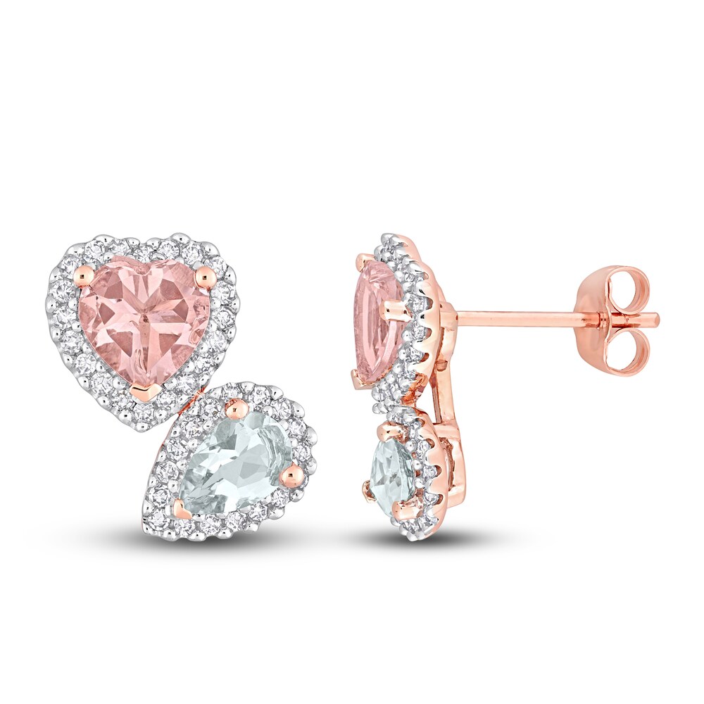 Natural Aquamarine & Natural Morganite Earrings 3/8 ct tw Diamonds 14K Rose Gold LmneGy5e Natural Aquamarine & Natural Morganite Earrings 3/8 ct tw Diamonds 14K Rose Gold LmneGy5e