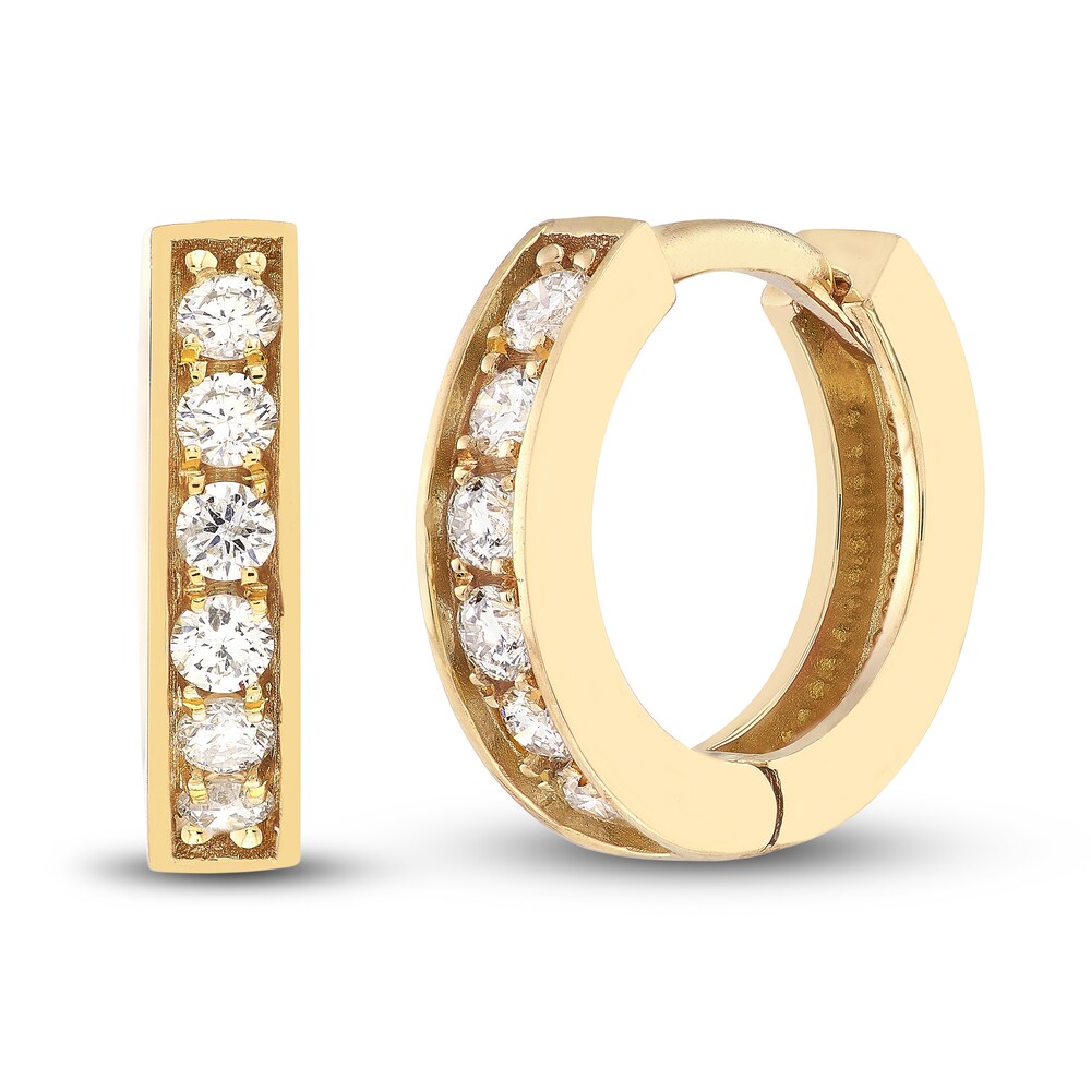 Diamond Huggie Earrings 1/8 ct tw Round 14K Yellow Gold 10mm LoCCbIjT