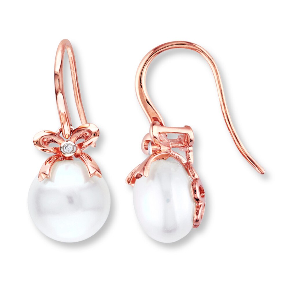 Cultured Pearl Earrings Diamond Accents 10K Rose Gold LoGceiy7 Cultured Pearl Earrings Diamond Accents 10K Rose Gold LoGceiy7