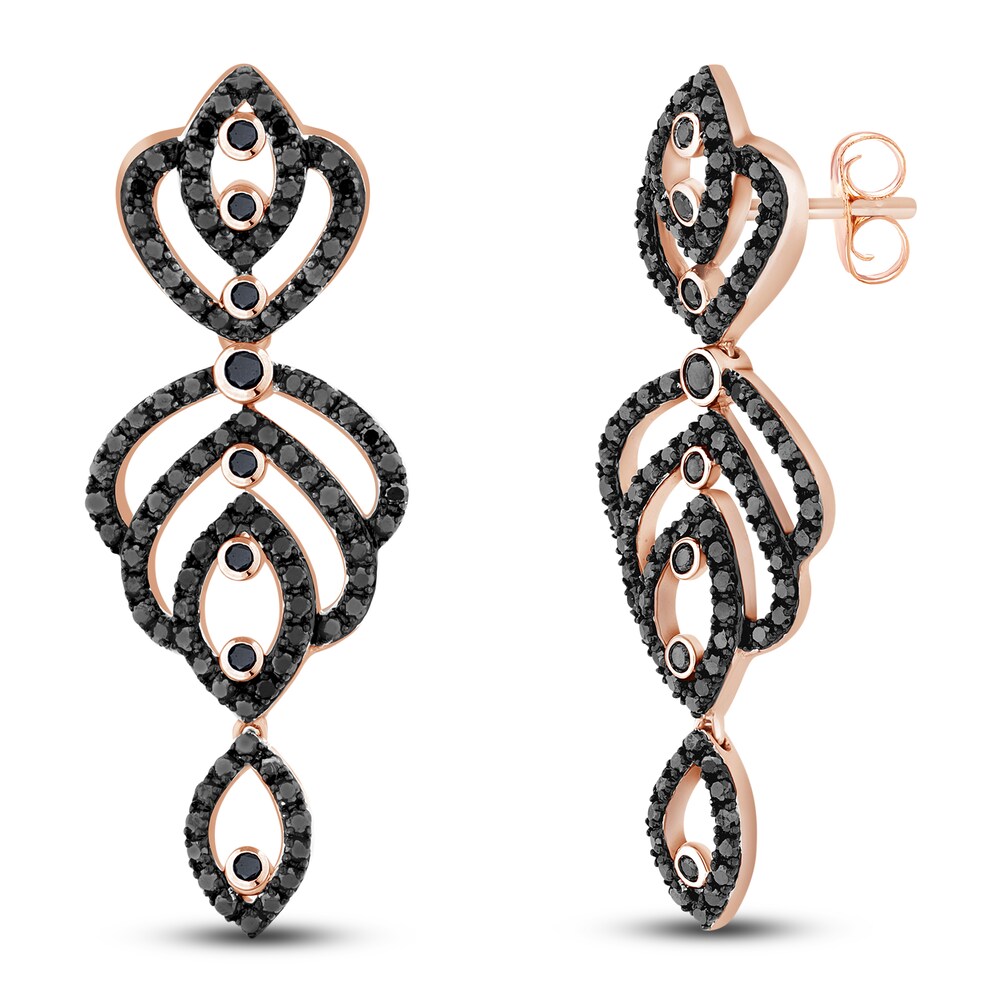 Pnina Tornai Black Diamond Drop Earrings 1-1/3 ct tw Round 10K Rose Gold Lx9t9zY9 Pnina Tornai Black Diamond Drop Earrings 1-1/3 ct tw Round 10K Rose Gold Lx9t9zY9