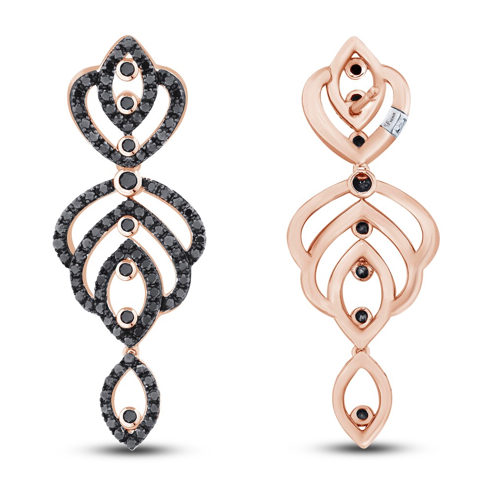 Pnina Tornai Black Diamond Drop Earrings 1-1/3 ct tw Round 10K Rose Gold Lx9t9zY9