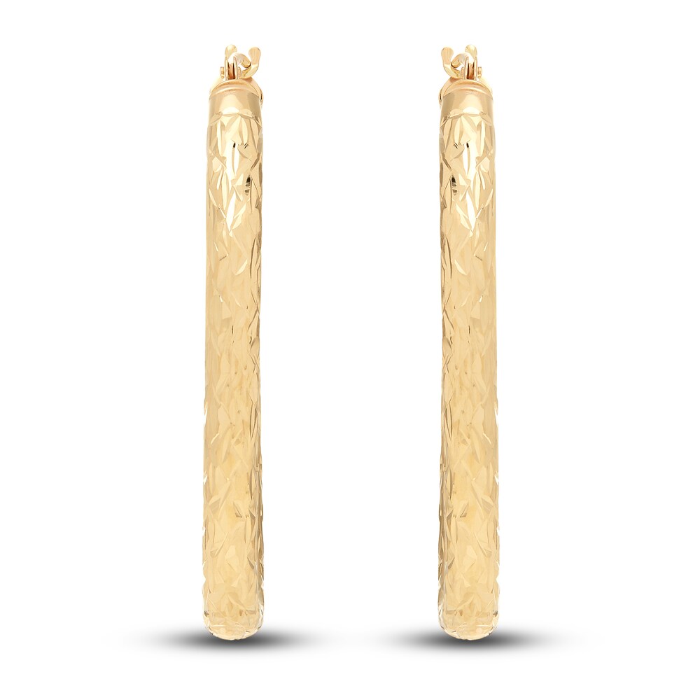 Diamond-Cut Oval Tube Hoop Earrings 14K Yellow Gold MGDuZFO5 Diamond-Cut Oval Tube Hoop Earrings 14K Yellow Gold MGDuZFO5