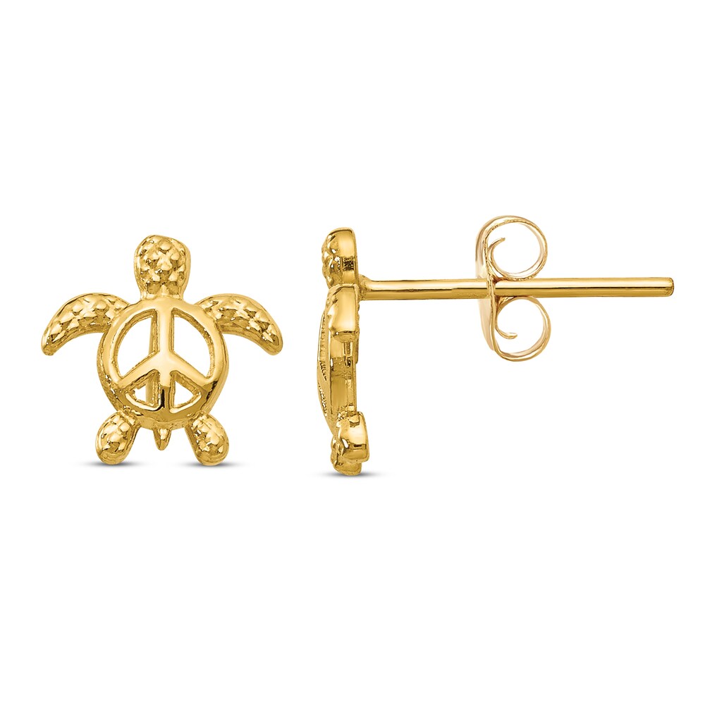 Turtle Stud Earrings 14K Yellow Gold MIzeS04e Turtle Stud Earrings 14K Yellow Gold MIzeS04e