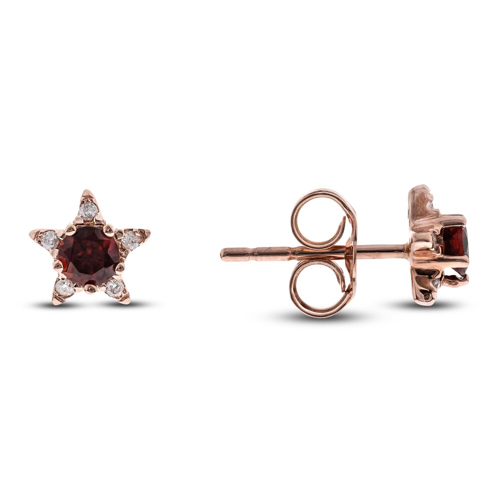 Natural Garnet Earrings 1/20 ct tw Diamonds 14K Rose Gold MQ650M4f Natural Garnet Earrings 1/20 ct tw Diamonds 14K Rose Gold MQ650M4f