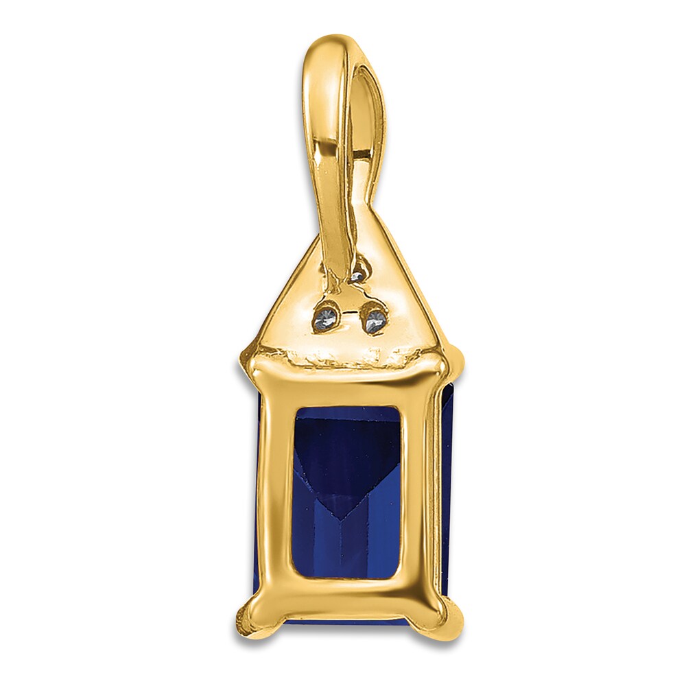 Natural Blue Sapphire Charm Diamond Accents 14K Yellow Gold MTMe5hVD