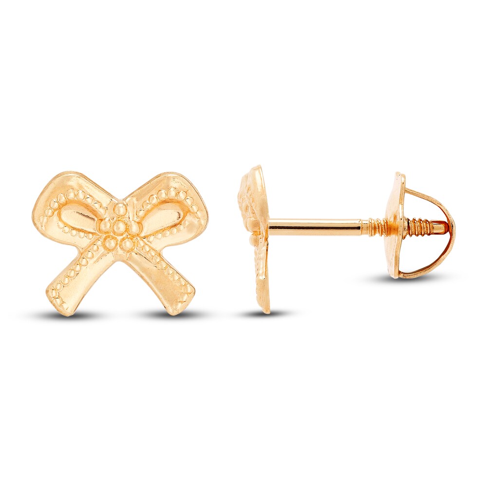Children's Tiny Bow Stud Earrings 14K Yellow Gold Ma15EYm5