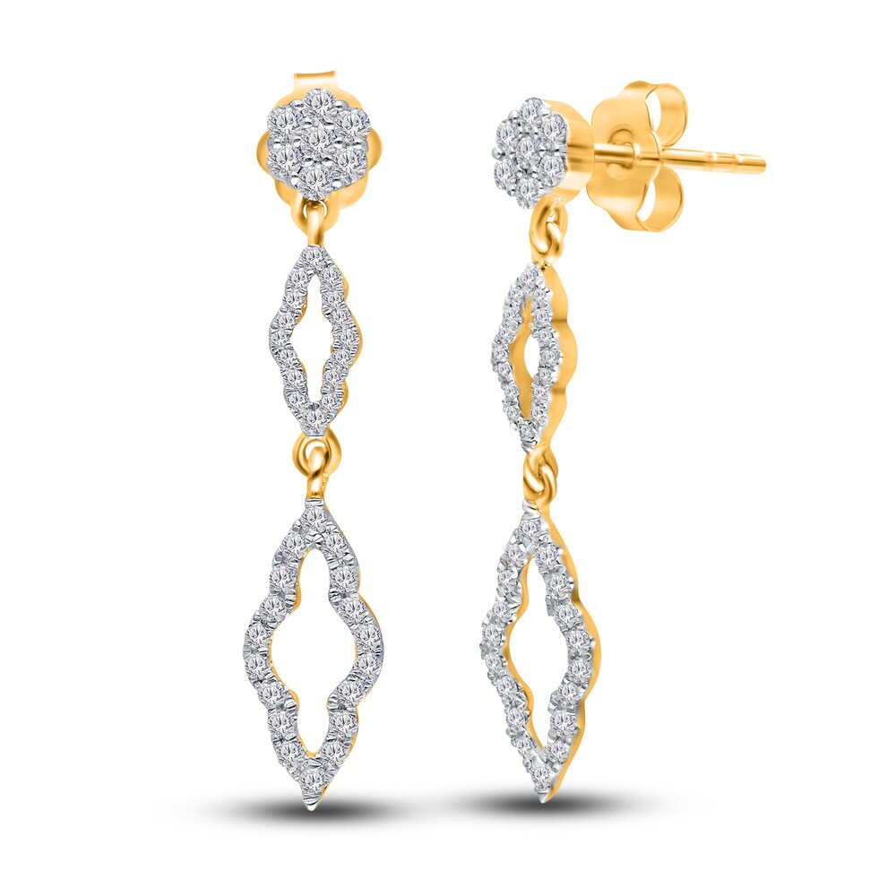 Kallati Diamond Drop Earrings 1/2 ct tw Round 14K Yellow Gold 18" McsLB16x Kallati Diamond Drop Earrings 1/2 ct tw Round 14K Yellow Gold 18" McsLB16x