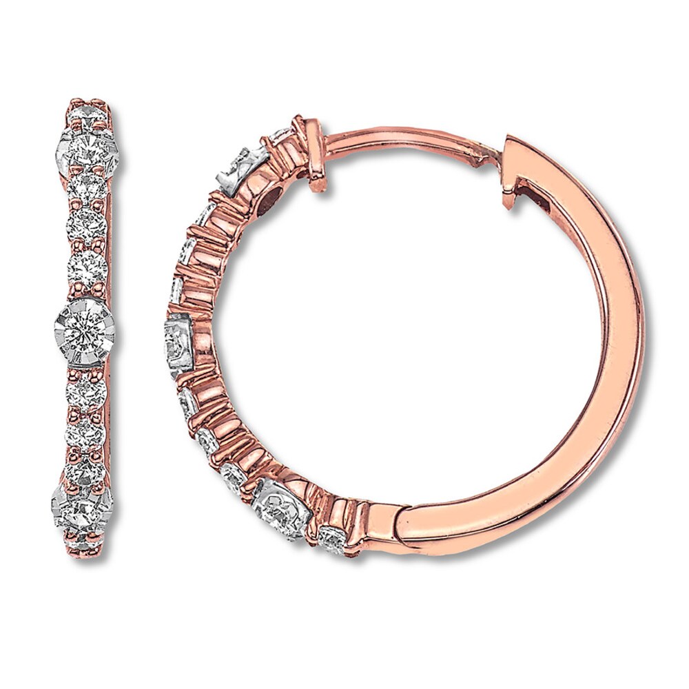 Diamond Hoop Earrings 3/8 ct tw Round 14K Two-Tone Gold MeEbLZX2 Diamond Hoop Earrings 3/8 ct tw Round 14K Two-Tone Gold MeEbLZX2