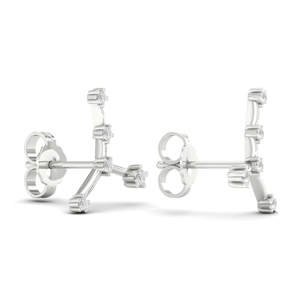 Diamond Cancer Constellation Earrings 1/8 ct tw Round 14K White Gold MkQlGGj3