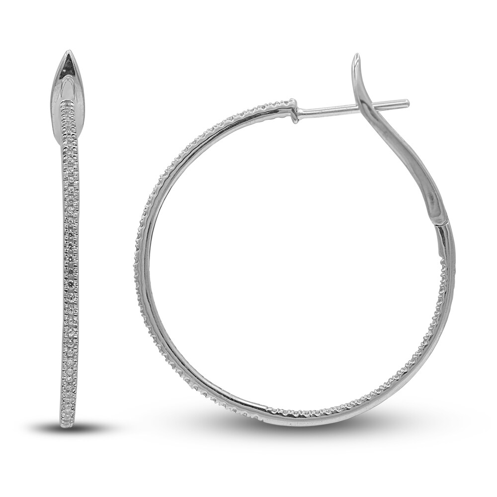 Diamond Hoop Earrings 1/2 ct tw Round 14K White Gold MlR9iT5B Diamond Hoop Earrings 1/2 ct tw Round 14K White Gold MlR9iT5B