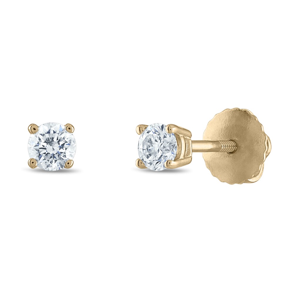 Diamond Solitaire Stud Earrings 1/4 ct tw Round 14K Yellow Gold (I1/I) Ms61mbWi