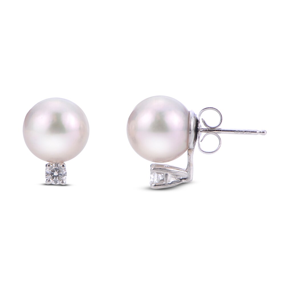 Cultured Freshwater Pearl Earrings 5/8 ct tw Diamonds 14K White Gold Msmy04la Cultured Freshwater Pearl Earrings 5/8 ct tw Diamonds 14K White Gold Msmy04la