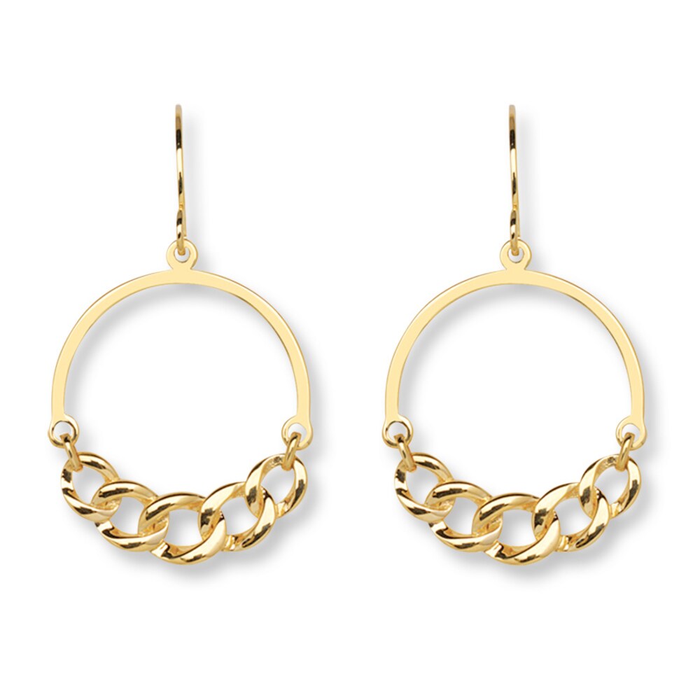 Chain Dangle Earrings 14K Yellow Gold MtIhMzCD Chain Dangle Earrings 14K Yellow Gold MtIhMzCD