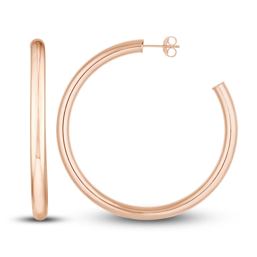 Polished Hoop Earrings 14K Rose Gold 50mm MwLDiw7a Polished Hoop Earrings 14K Rose Gold 50mm MwLDiw7a
