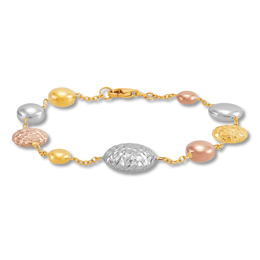 Italia D'Oro Beaded Station Bracelet 14K Tri-Tone Gold MyG8TB5g