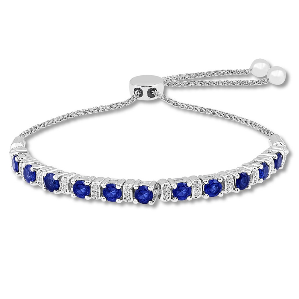Lab-Created Sapphire Bracelet 1/8 cttw Diamonds Sterling Silver N04okWkX Lab-Created Sapphire Bracelet 1/8 cttw Diamonds Sterling Silver N04okWkX
