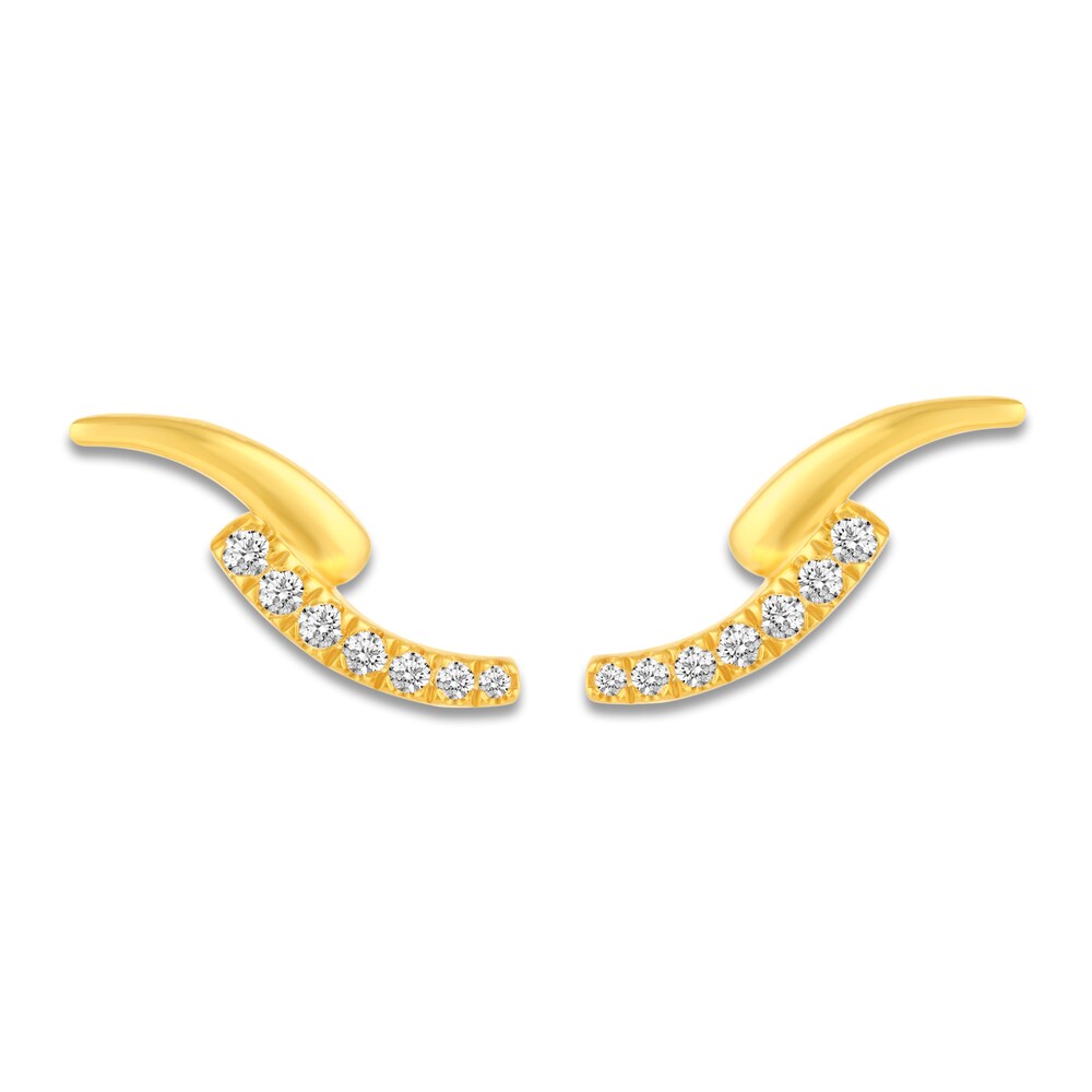 Diamond Zig-Zag Stud Earrings 1/5 ct tw Round 14K Yellow Gold N4CYGdEU Diamond Zig-Zag Stud Earrings 1/5 ct tw Round 14K Yellow Gold N4CYGdEU