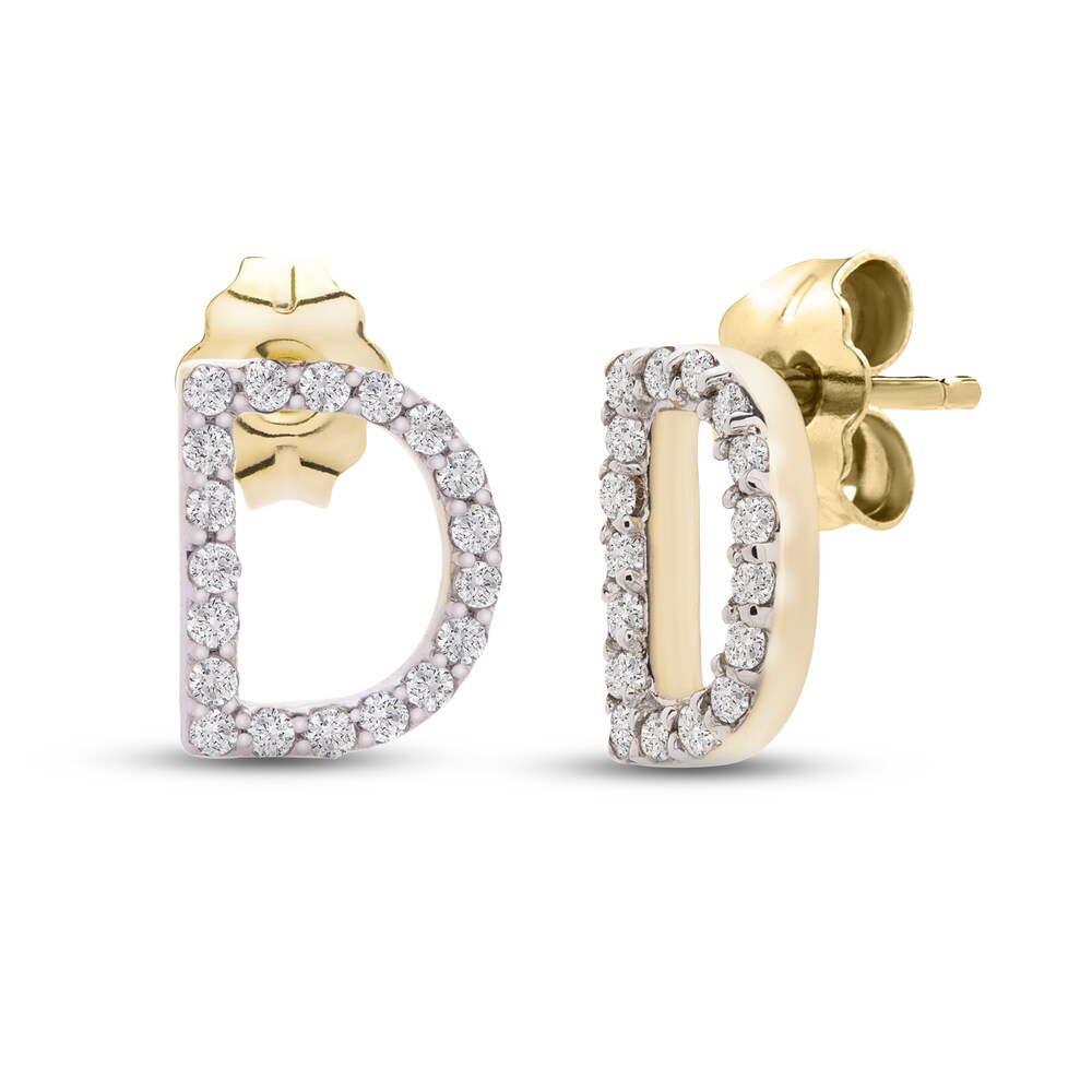 Diamond Letter D Earrings 1/10 ct tw Round 10K Yellow Gold N4Vx3mAT Diamond Letter D Earrings 1/10 ct tw Round 10K Yellow Gold N4Vx3mAT