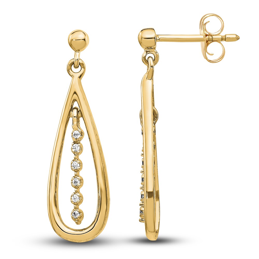 Diamond Teardrop Dangle Earrings 1/20 ct tw Round 14K Yellow Gold N60G08KQ Diamond Teardrop Dangle Earrings 1/20 ct tw Round 14K Yellow Gold N60G08KQ