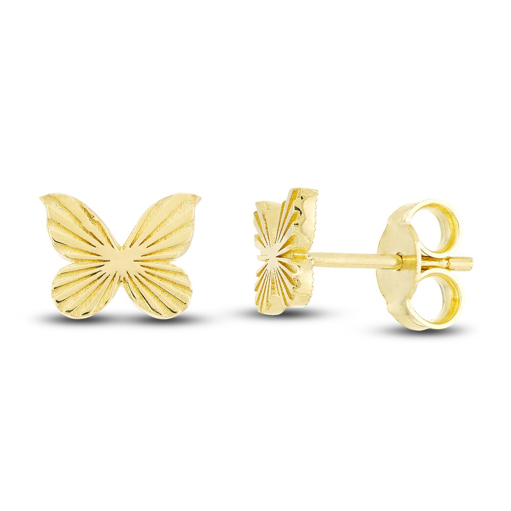 Fluted Butterfly Stud Earrings 14K Yellow Gold N62OV3sj Fluted Butterfly Stud Earrings 14K Yellow Gold N62OV3sj