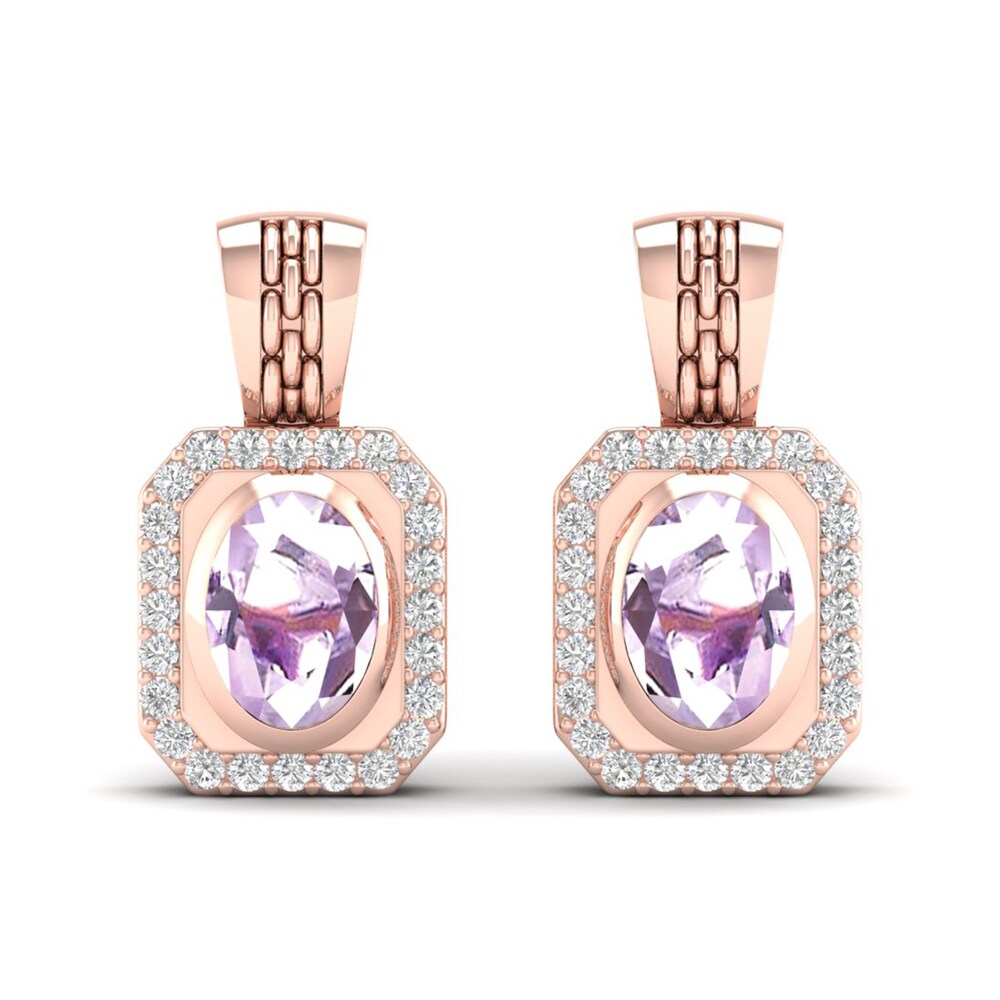 Natural Pink Quartz Earrings 1/4 ct tw Diamonds 14K Rose Gold NAQ1rdmM Natural Pink Quartz Earrings 1/4 ct tw Diamonds 14K Rose Gold NAQ1rdmM